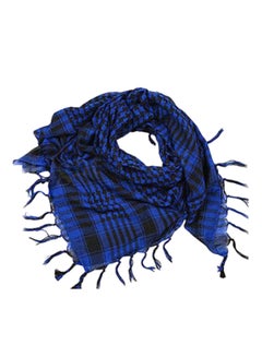 Buy Plaid Tassel Arab Shemagh KeffIyeh Scarf Blue/Black in UAE