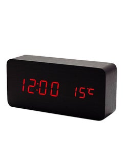 Buy LED Wood Grain Alarm Clocks With Temperature Display Black in Saudi Arabia