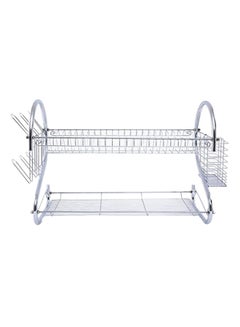 Buy 2-Layer Dish Rack Silver 550x250x395mm in UAE