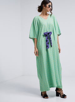 Buy Dihnoud Print Kaftan Green in UAE