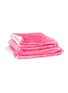 Buy Flannel And Sherpa Comforter Throw Polyester Pink in UAE