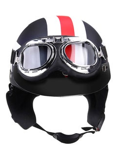 Buy Captain America Vintage Star Stripes Open Face Motorbike Helmet With Goggles in Saudi Arabia