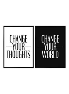 Buy Change Your Thoughts Quote Modern Wall Art White/Black 32 x 22centimeter in Saudi Arabia