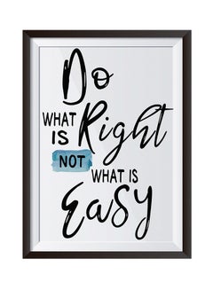 Buy Modern Simple Letters Printed Wall Picture with Wood Frame White/Black/Blue 32 x 22cm in Saudi Arabia