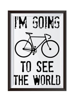 Buy I'm Going To See The World Wall Art Painting With Frame White/Black 32x22cm in Saudi Arabia