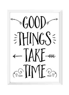 Buy Goods Things Take Time Wall Art Painting With Frame White/Black 32x22cm in Saudi Arabia