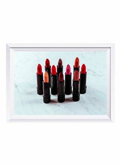 Buy Lipstick Set Wall Art Painting With Frame Multicolour 32 x 22cm in Saudi Arabia