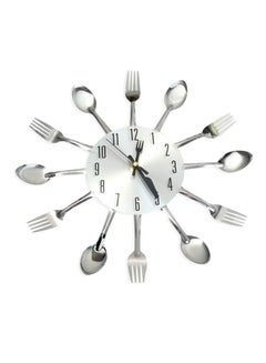 Buy Knife Fork Spoon Analog Wall Clock Silver in UAE