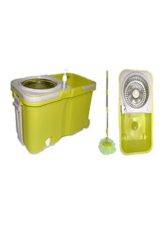 Buy Split Bucket Mop with 2 Mop Heads Green 30x35x28centimeter in Saudi Arabia