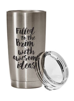 Buy Stainless Steel Travel Tumbler With Acrylic Lid Silver/Clear 9 x 17centimeter in UAE