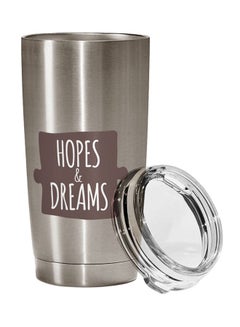 Buy Stainless Steel Travel Tumbler With Acrylic Lid Silver/Clear 9 x 17centimeter in UAE