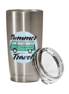 Buy Stainless Steel Travel Tumbler With Acrylic Lid Silver/Clear 9 x 17centimeter in UAE