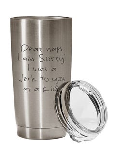 Buy Stainless Steel Travel Tumbler With Acrylic Lid Silver/Clear 9 x 17cm in UAE