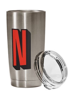 Buy Stainless Steel Travel Tumbler With Acrylic Lid Silver/Clear 9 x 17centimeter in UAE