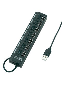Buy 7-Port Hi-Speed USB Hub With Splitter Power On/Off Switch Black in Egypt