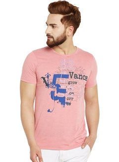 Buy Round Neck Tee With Trendy Graphic Print Pink in UAE