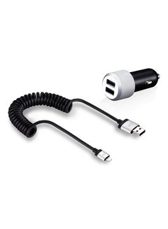 Buy Highway Max Car Charger With Lightning Cable Black/Silver in Saudi Arabia