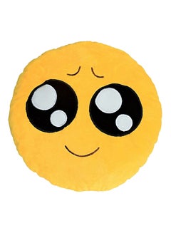 Buy Smiley Emoticon Round Cotton Cushion cotton Yellow in Saudi Arabia