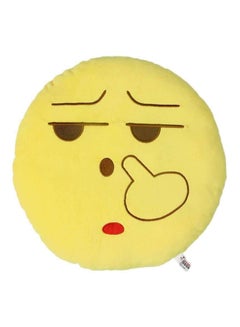 Buy Emoji Smiley Emoticon Round Cushion Pillow Cotton Yellow in Saudi Arabia