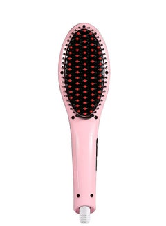 Buy Electric Hair Straightener And Hair Massager Brush Pink in Saudi Arabia