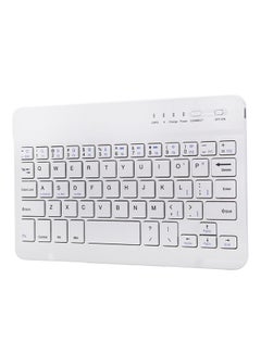 اشتري لوحة مفاتيح صغيرة لاسلكية، بخاصية بلوتوث 3.0 مع قاعدة معدنية أبيض في مصر