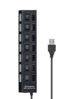 اشتري منصة USB 2.0 بـ 7 منافذ عالية السرعة مع زر مستقل أسود في السعودية