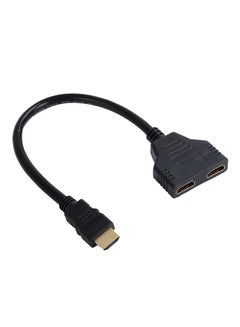 اشتري كابل محول من HDMI ذكر إلى HDMI أنثى بمقسم يدعم 1080 بيكسل أسود في الامارات