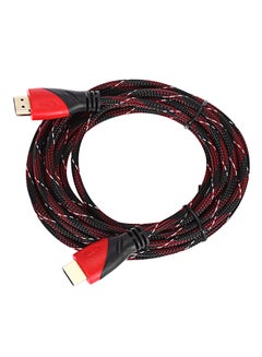 Buy 5M High Speed Braided HDMI 1.4 Cable Gold Plated HD 1080P 3D Black/Red in Saudi Arabia