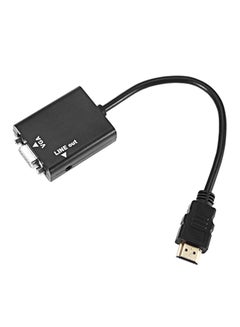 Buy 1080P HDMI Male To VGA Female Converter Video Adapter With Audio Cable Black in UAE