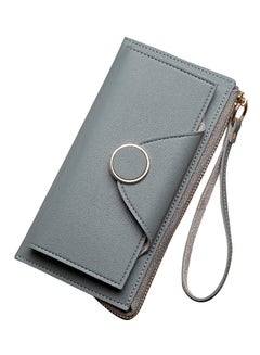 Buy Bifold Zipper Long Wallet Grey in Saudi Arabia