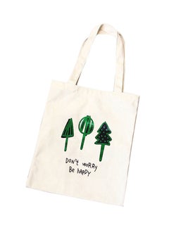 Buy Canvas Shopping Bag White/Green in Saudi Arabia