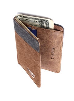 Buy Stylish Bifold Wallet Brown/Grey in Saudi Arabia