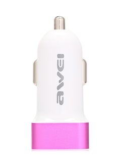 Buy Dual USB Smart Car Charger Pink/ White in Saudi Arabia