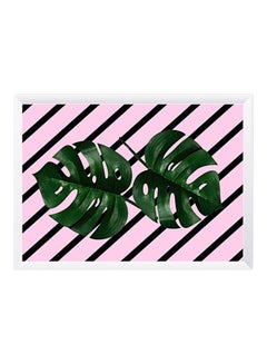 Buy Wood Frame Wall Art Poster Green/Black/Pink 32x22cm in Saudi Arabia