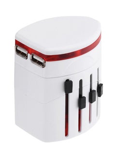 Buy Universal All-In-One Travel Power Plug Adapter With Dual USB Charging Port White in Saudi Arabia