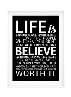 Buy Quote On Life And Belive Modern Wall Art White/Black 32x22centimeter in Saudi Arabia