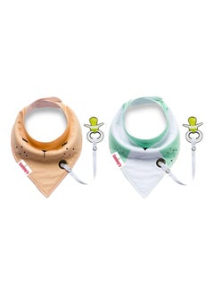 Buy Pack Of 2 Bibs, Baby Bandana Bibs, Baby Boys Bibs For Drooling And Teething, Super Absorbent Bibs| Orange Green in UAE