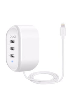 Buy 3-Port USB Mobile Phone Charger With Lightning Cable - UK White in Saudi Arabia