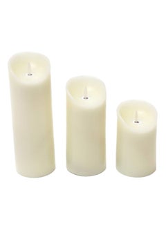 Buy 3-Piece Flameless LED Candle With Remote Control Set White in UAE