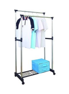 Buy Double Pole Cloths Rack Hanger Silver 1.5kg in Saudi Arabia