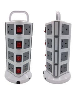 Buy 15 Outlets 4 layer Vertical Power Strip With 2 USB Ports White in Saudi Arabia
