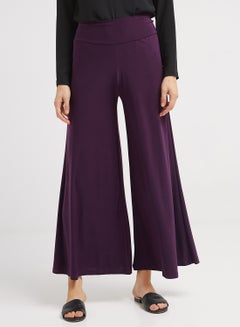 Buy Plain Stretch Palazzo Pants Purple in UAE