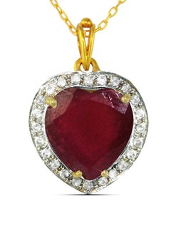 Buy 18K Gold Genuine Diamond Heart Cut Ruby Pendant Necklace 0.14 Carat in UAE