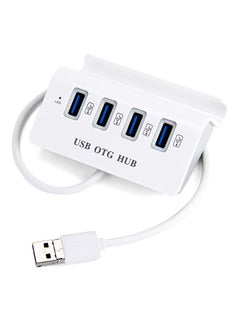 Buy 2 In 1 OTG + USB Type A 4 USB 2.0 Ports Hub Support Phone Holder Function White in Saudi Arabia