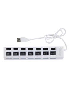 Buy 7-Port USB 2.0 Hub Hub USB With On/Off White in Saudi Arabia