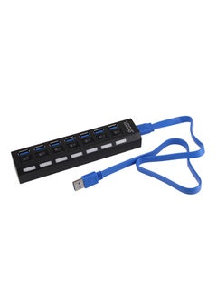 Buy 7-Port USB 3.0 Hub With Independent Switch Black in Saudi Arabia