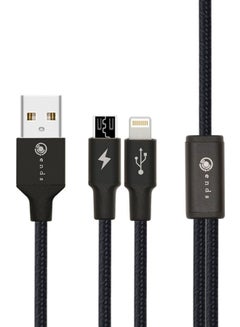 اشتري كابل USB بيانات 2 في 1 أسود 1.3 متر في الامارات