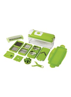 Buy 11-Piece Fruit And Vegetable Chopper And Slicer Set White/Green in Saudi Arabia