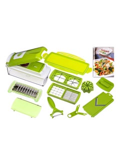 Buy 11-Piece Fruit And Vegetable Chopper And Slicer Set White/Green in UAE