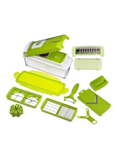 Buy 11-Piece Fruit And Vegetable Chopper And Slicer Set Green in Saudi Arabia